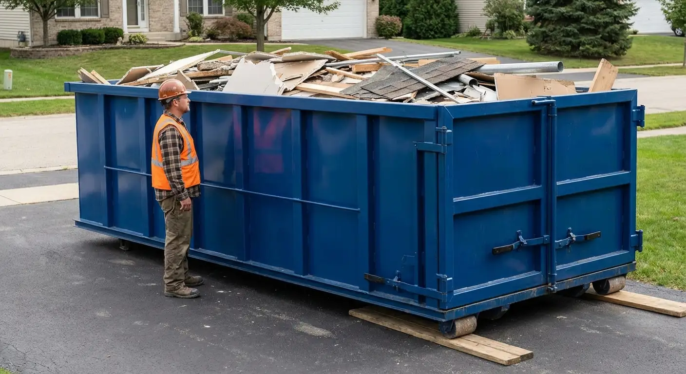 Dumpster loaded correctly to avoid overage fees in Kissimmee, FL