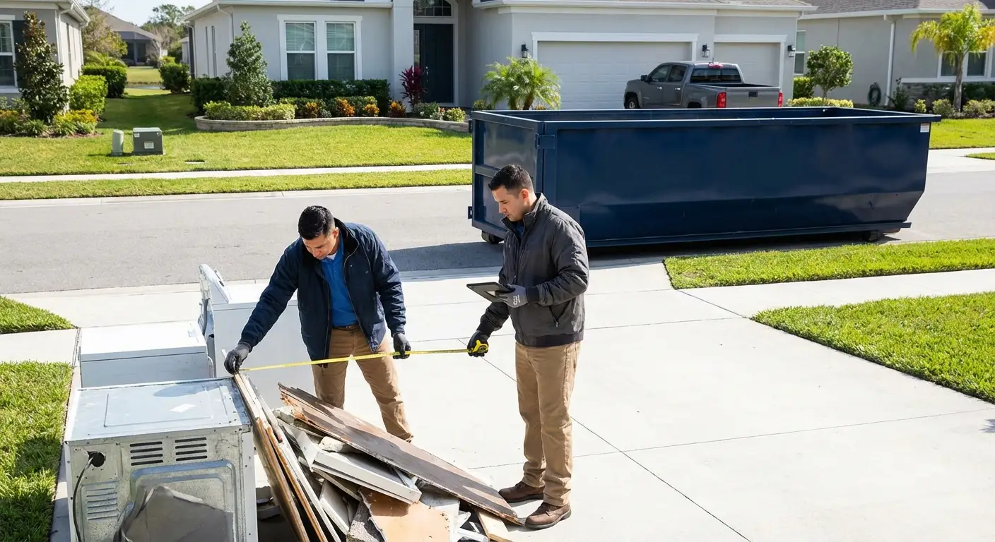Concrete dumpster rental delivery truck in Kissimmee, FL